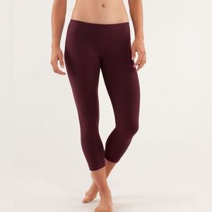 Lululemon Burgundy Wunder Under Low Rise Crop Size 4